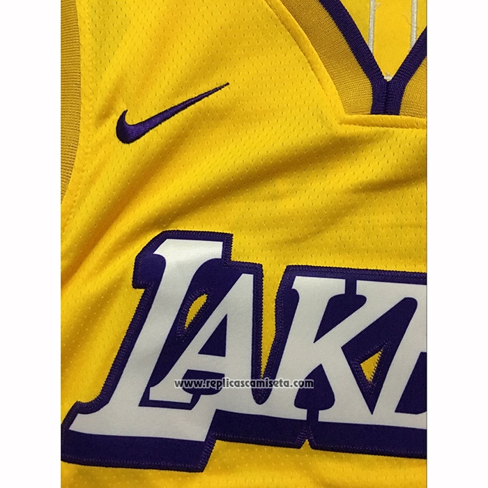 Camiseta Los Angeles Lakers Lebron James #23 Ciudad 2019-20 Amarillo
